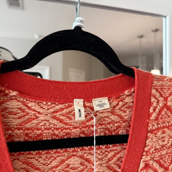 NWT Anthropologie Moth Dimensional Diamond Jacquard Wool Sweatercoat Size M - Picture 2 of 4